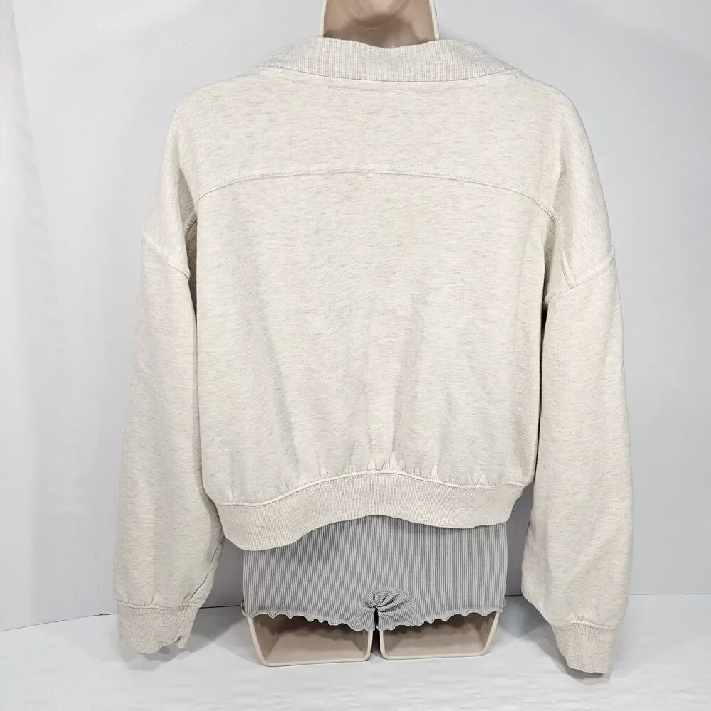 Daily Practice Anthropologie Modern Dancer Button Front Sweatshirt Oatmeal Sz M